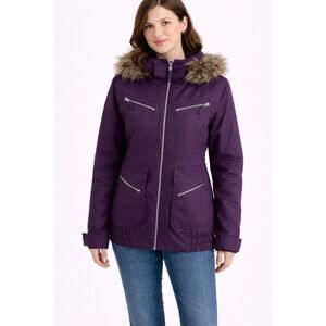 Burton Dryride Faux Fur Hooded Full Zip Parka Jacket Purple L